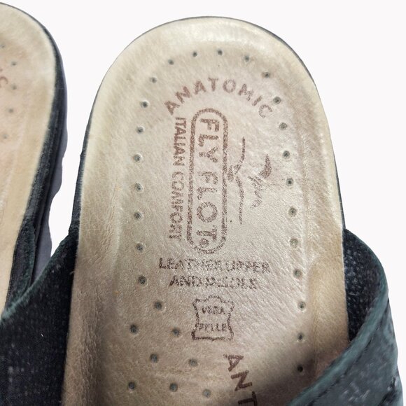 Fly Flot Womens Size 8  Leather Upper Anti-Shock Black Sandals - Picture 4 of 12